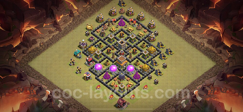 TH8 Anti 2 Stars CWL War Base Plan with Link, Anti Everything, Copy Town Hall 8 Design 2025, #136