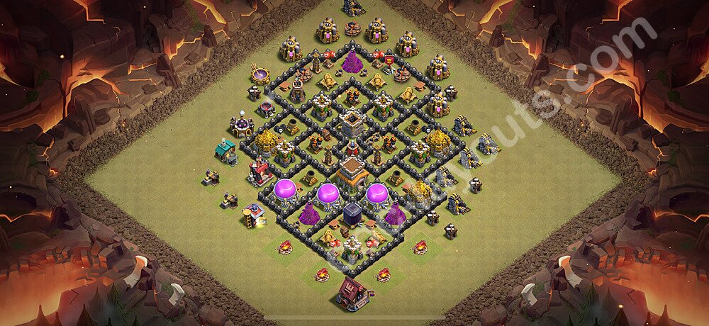 Непобедимая База ТХ 8 2026 Анти 2 Звезды для Лиги Войны Кланов (КВ / ЛВК) Скопировать, Анти Все, #136
