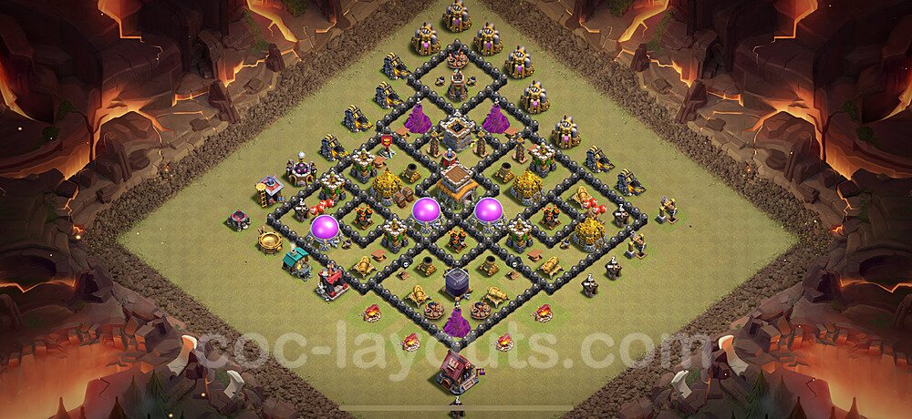 TH8 War Base Plan with Link, Anti Air / Dragon, Hybrid, Copy Town Hall 8 CWL Design 2025, #138