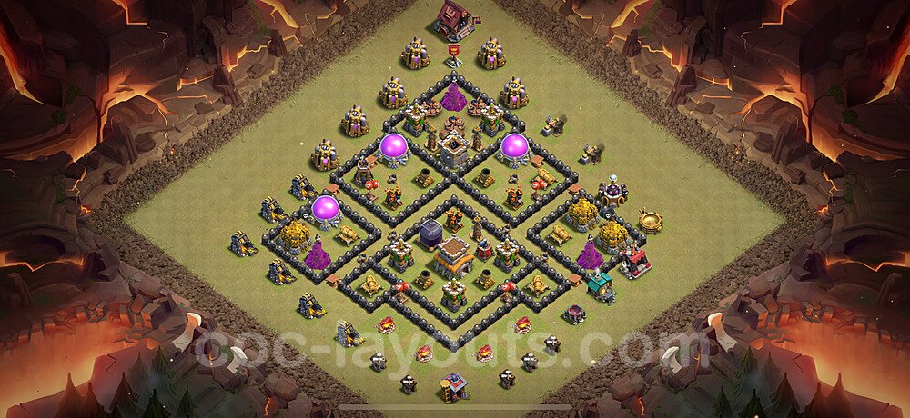 TH8 Max Levels CWL War Base Plan with Link, Copy Town Hall 8 Design 2025, #139