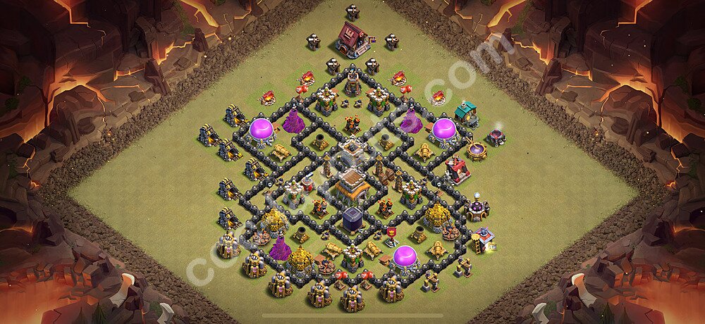 Непобедимая База ТХ 8 2026 Анти 2 Звезды для Лиги Войны Кланов (КВ / ЛВК) Скопировать, Гибридные, #144