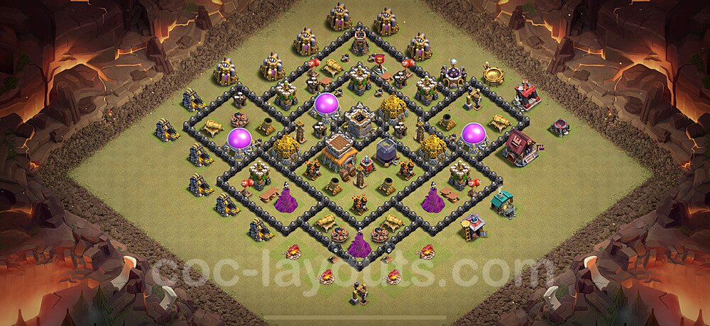 Die Clan War Base RH8 + Link, Anti Air / Dragon, Hybrid 2025 - COC Rathaus Level 8 Kriegsbase (CK / CW) - #145