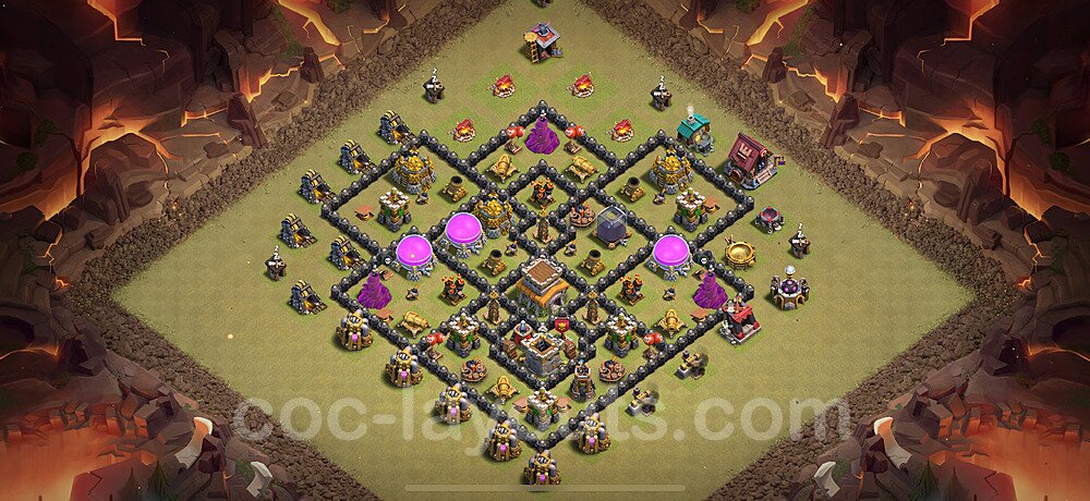 Die Anti 2 Sterne Clan War Base RH8 + Link, Hybrid 2025 - COC Rathaus Level 8 Kriegsbase (CK / CW) - #148