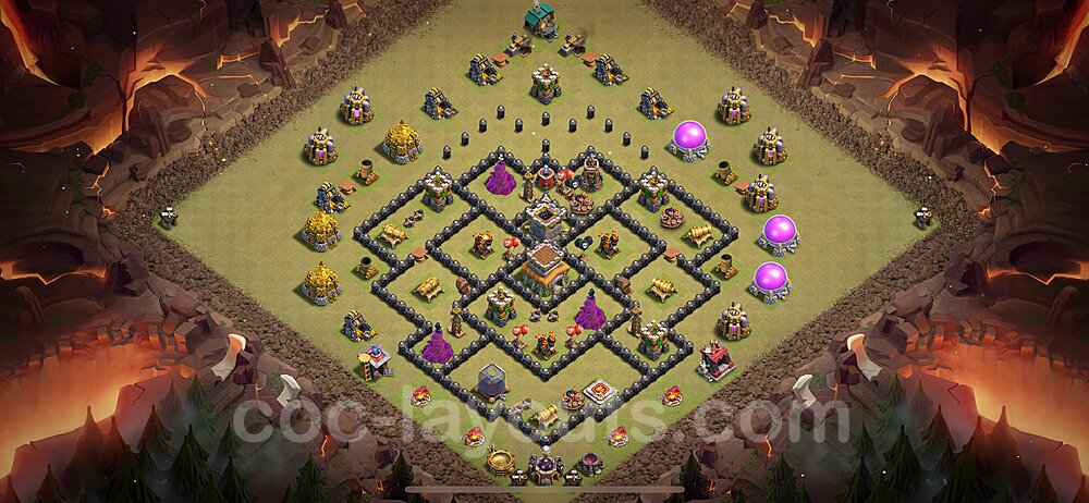 TH8 Max Levels CWL War Base Plan with Link, Copy Town Hall 8 Design 2023, #67