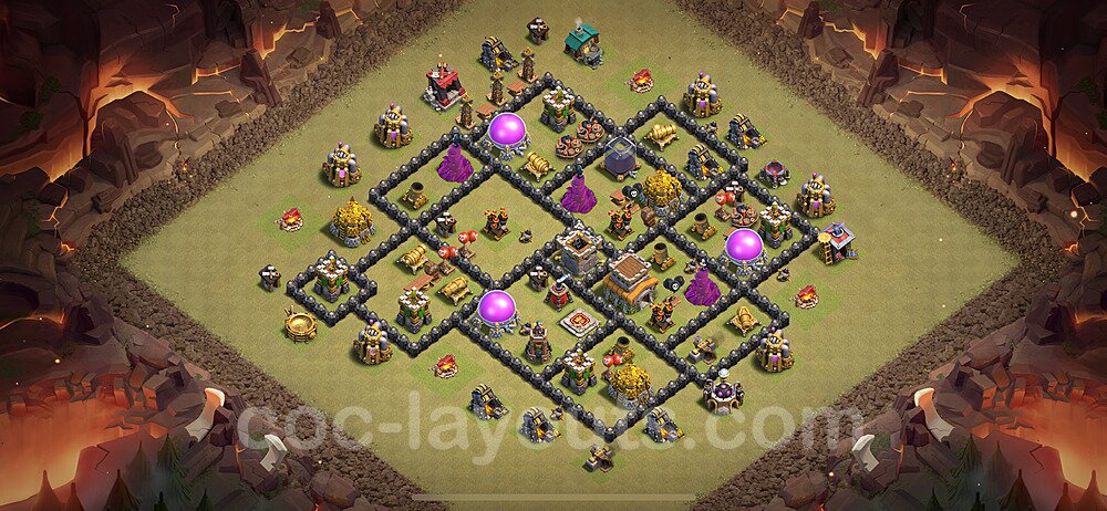 Die Clan War Base RH8 + Link, Hybrid 2024 - COC Rathaus Level 8 Kriegsbase (CK / CW) - #69