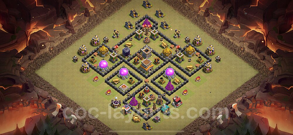 Die Anti 2 Sterne Clan War Base RH8 + Link, Anti Alles 2024 - COC Rathaus Level 8 Kriegsbase (CK / CW) - #72