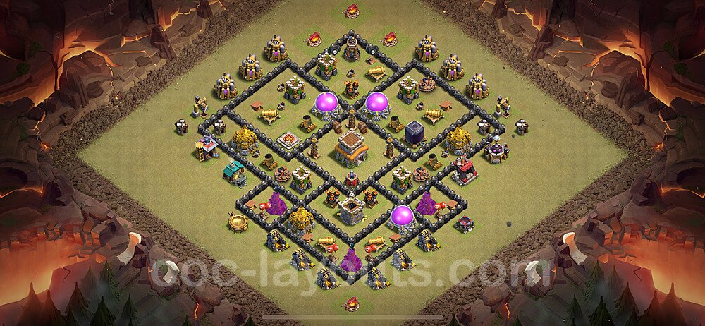 TH8 Anti 2 Stars CWL War Base Plan with Link, Anti Air / Dragon, Copy Town Hall 8 Design 2024, #73