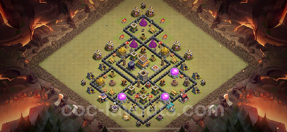 Die Anti 2 Sterne Clan War Base RH8 + Link, Hybrid 2024 - COC Rathaus Level 8 Kriegsbase (CK / CW) - #74