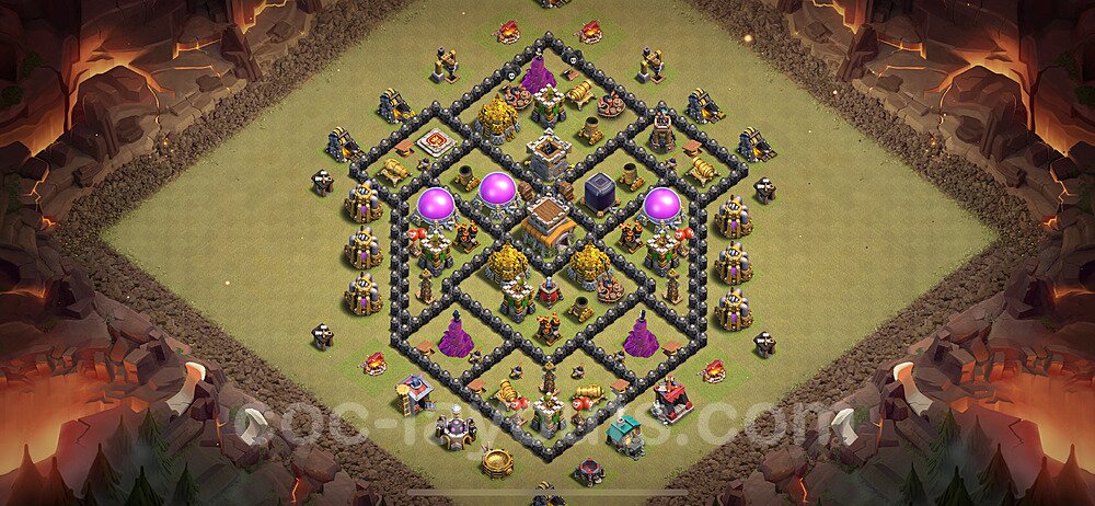 TH8 Anti 3 Stars CWL War Base Plan with Link, Hybrid, Copy Town Hall 8 Design 2024, #75