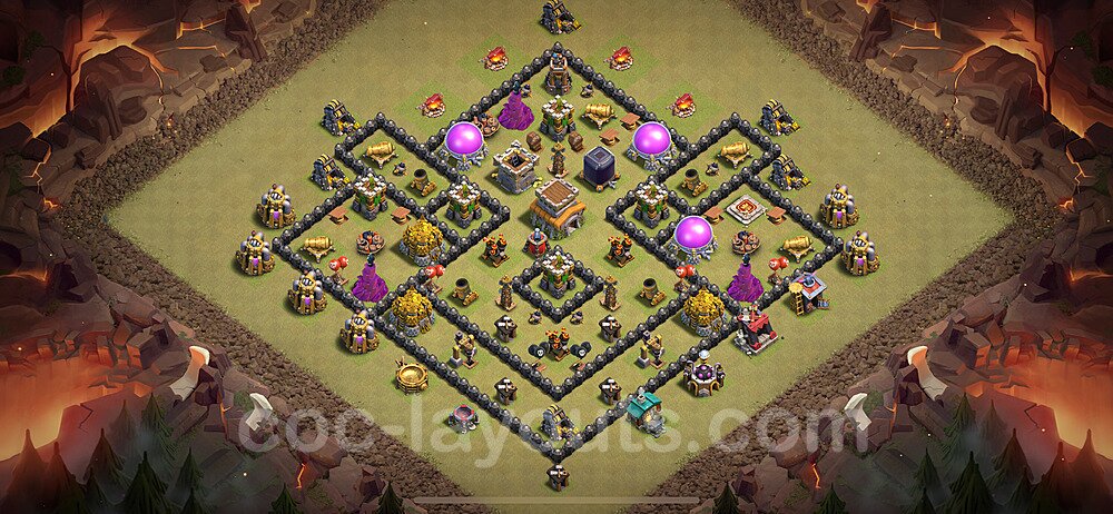 Die Clan War Base RH8 + Link, Anti Air / Dragon, Hybrid 2024 - COC Rathaus Level 8 Kriegsbase (CK / CW) - #77