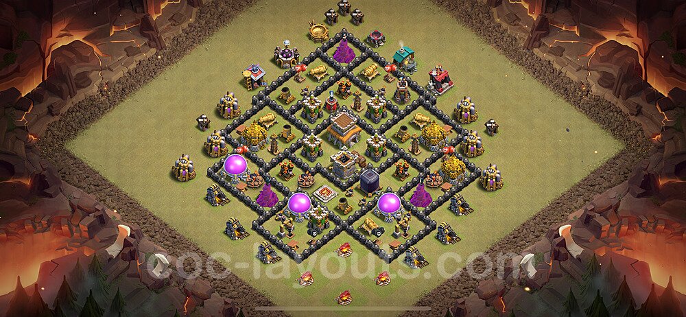 Municipio livello 8 Base di Guerra + Link, Anti Air / Dragon, Ibrido - Miglior Disposizione Villaggio COC 2024 TH8 - #78