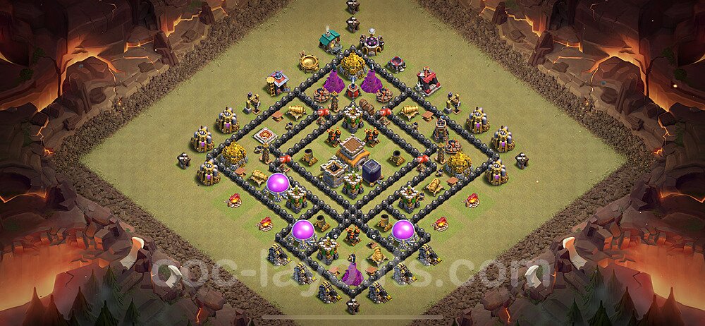 Diseño de aldea para Guerra Anti 2 Estrellas Ayuntamiento 8 Copiar, Híbrido - COC TH8 Perfecta Distribucion 2024 + Enlace - #79