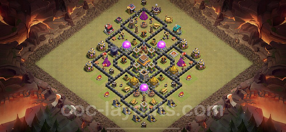 Municipio livello 8 Base di Guerra + Link, Anti Air / Dragon, Ibrido - Miglior Disposizione Villaggio COC 2024 TH8 - #84