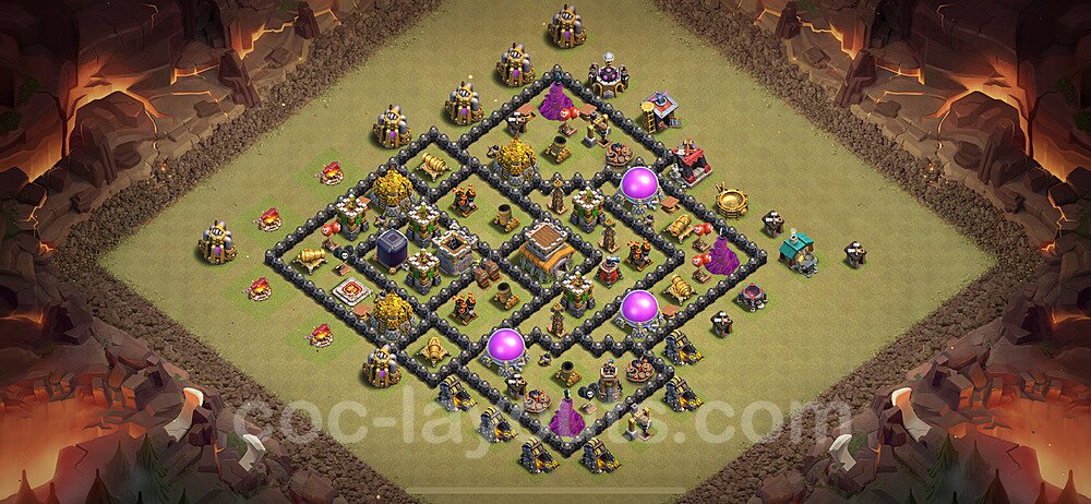 Die Anti 2 Sterne Clan War Base RH8 + Link, Anti Alles 2024 - COC Rathaus Level 8 Kriegsbase (CK / CW) - #86