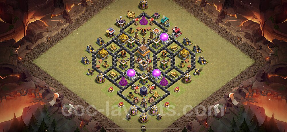 Diseño de aldea para Guerra Anti 3 Estrellas Ayuntamiento 8 Copiar, Anti Todo - COC TH8 Perfecta Distribucion 2024 + Enlace - #87