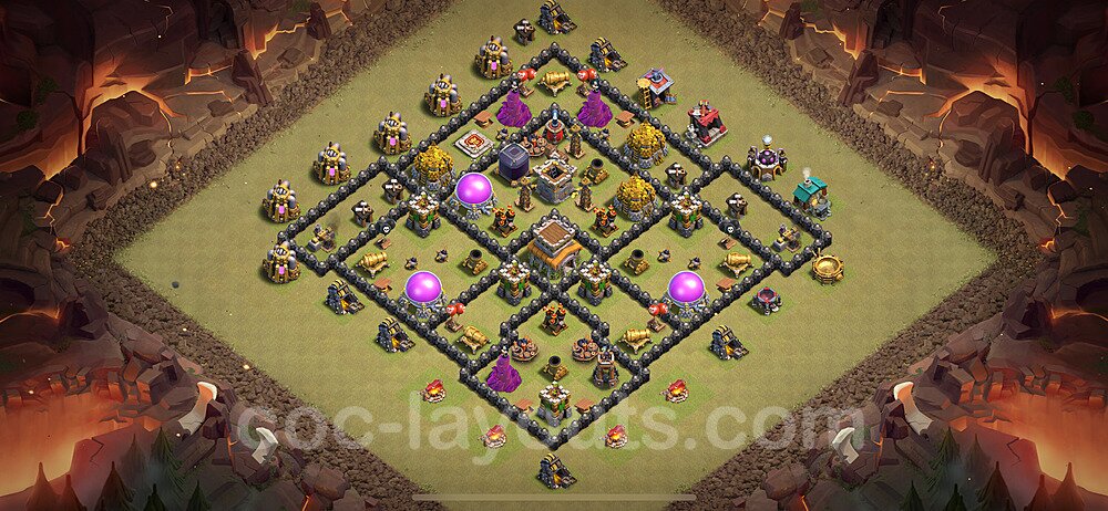 TH8 Anti 2 Stars CWL War Base Plan with Link, Anti Air / Dragon, Copy Town Hall 8 Design 2024, #89