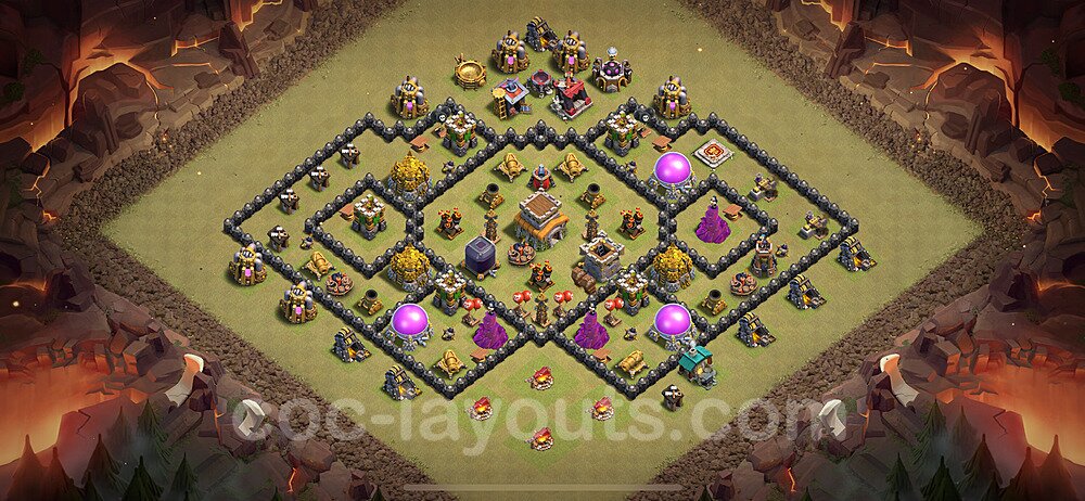 Municipio livello 8 Base di Guerra + Link, Anti Air / Dragon, Ibrido - Miglior Disposizione Villaggio COC 2024 TH8 - #96