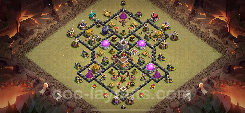 Diseño de aldea para Guerra al Maximo Ayuntamiento 8 Copiar, Híbrido - Full COC TH8 Perfecta Distribucion 2024 + Enlace - #97