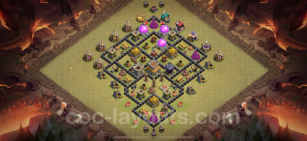 Diseño de aldea para Guerra Anti 2 Estrellas Ayuntamiento 8 Copiar, Anti Todo - COC TH8 Perfecta Distribucion 2024 + Enlace - #98