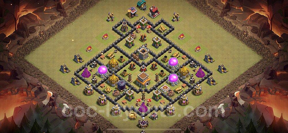 TH8 War Base Plan with Link, Anti Everything, Hybrid, Copy Town Hall 8 CWL Design 2024, #99