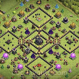 Top TH9 Unbeatable Anti Loot Base Plan with Link, Anti Everything, Copy Town Hall 9 Base Design, #163