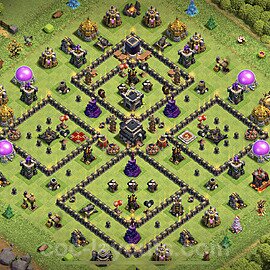 TH9 Anti 2 Stars Base Plan with Link, Anti Everything, Copy Town Hall 9 Base Design 2023, #164