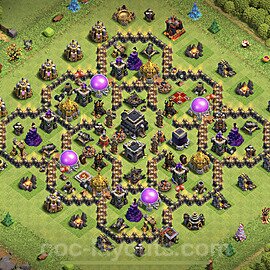 Diseño de aldea Anti 3 Estrellas Ayuntamiento 9 Copiar, Anti Aire / Dragón - COC TH9 Perfecta Distribucion 2023 + Enlace - #169