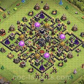 Municipio livello 9 Imbattibile Base + Link, Anti Air / Dragon, Ibrido - Miglior Disposizione Villaggio per Difesa COC 2023 TH9 - #173