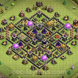 Diseño de aldea al Maximo Ayuntamiento 9 Copiar, Anti Todo, Híbrido - Full COC TH9 Perfecta Distribucion 2023 para Defensa + Enlace - #176