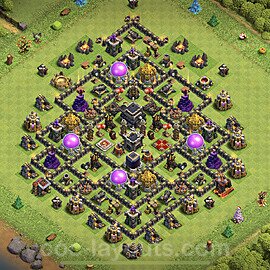 Diseño de aldea Anti 3 Estrellas Ayuntamiento 9 Copiar, Híbrido - COC TH9 Perfecta Distribucion 2023 + Enlace - #181