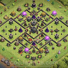 TH9 Anti 2 Stars Base Plan with Link, Anti Everything, Copy Town Hall 9 Base Design 2023, #186