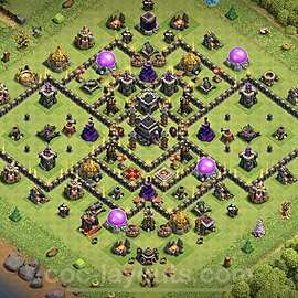 Diseño de aldea Anti 2 Estrellas Ayuntamiento 9 Copiar, Anti Todo - COC TH9 Perfecta Distribucion 2023 + Enlace - #186