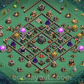 Diseño de aldea Anti Todo Ayuntamiento 9 Copiar - COC TH9 Perfecta Distribucion 2023 + Enlace - #187