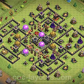 TH9 Anti 3 Stars Base Plan with Link, Anti Everything, Copy Town Hall 9 Base Design 2021, #196