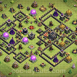 Full Upgrade TH9 Base Plan with Link, Anti Everything, Copy Town Hall 9 Max Levels Design, #198
