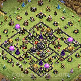 TH9 Anti 3 Stars Base Plan with Link, Anti Everything, Copy Town Hall 9 Base Design 2023, #204