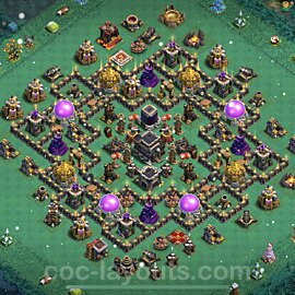 Anti Everything TH9 Base Plan with Link, Hybrid, Copy Town Hall 9 Design 2022, #206
