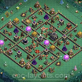 Anti GoWiWi / GoWiPe TH9 Base Plan with Link, Hybrid, Copy Town Hall 9 Design 2022, #208