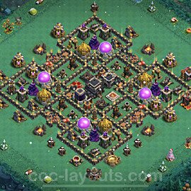 Anti Everything TH9 Base Plan with Link, Hybrid, Copy Town Hall 9 Design 2023, #211