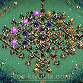 Anti Everything TH9 Base Plan with Link, Hybrid, Copy Town Hall 9 Design 2022, #217
