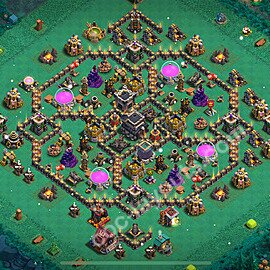 Ustawienie bazy do obrony TH9 z linkiem, Hybrydowy - Ratusz poziom 9 - COC 2025 - #222