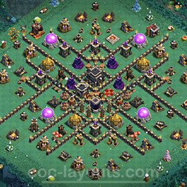 Anti Everything TH9 Base Plan with Link, Hybrid, Copy Town Hall 9 Design 2022, #225