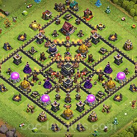 TH9 Anti 2 Stars Base Plan with Link, Hybrid, Copy Town Hall 9 Base Design 2024, #229