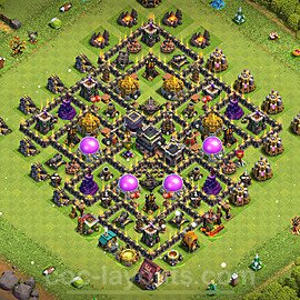 TH9 Anti 2 Stars Base Plan with Link, Hybrid, Copy Town Hall 9 Base Design 2024, #239