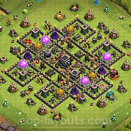 TH9 Anti 3 Stars Base Plan with Link, Anti Everything, Copy Town Hall 9 Base Design 2023, #240