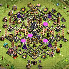 TH9 Anti 2 Stars Base Plan with Link, Hybrid, Copy Town Hall 9 Base Design 2025, #243