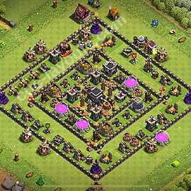 Die Anti 2 Sterne Base RH9 + Link, Anti Air / Dragon 2025 - COC Rathaus 9 Kopieren Base - #244
