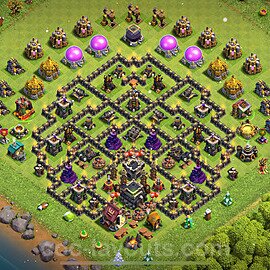 TH9 Anti 3 Stars Base Plan with Link, Copy Town Hall 9 Base Design 2024, #245