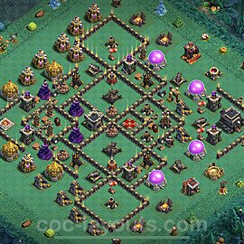 TH9 Trophy Base Plan with Link, Copy Town Hall 9 Base Design 2023, #80