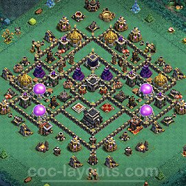 TH9 Trophy Base Plan with Link, Hybrid, Copy Town Hall 9 Base Design 2023, #85